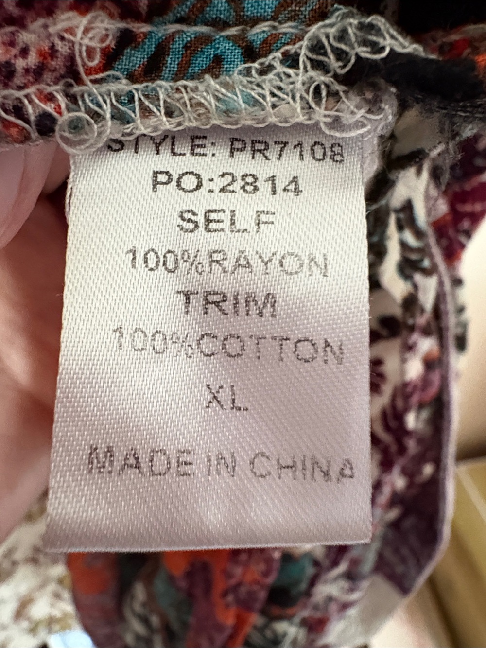 Gigio XL Cream Kimono Jacket with Burgundy, Teal & Rust Patchwork - Picture 8 of 11